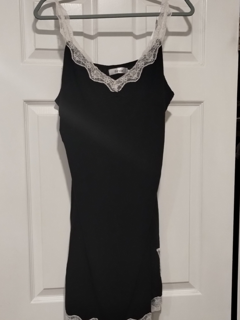 Black Lace-Trim Slip Dress Pajama.   (147)